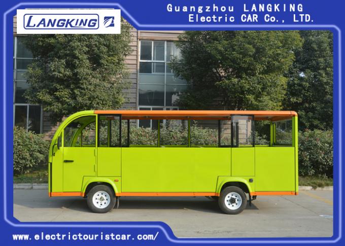 Grünes elektrisches touristisches Auto mit halb geschlossener Tür/elektrischem Besichtigungs-Bus 0