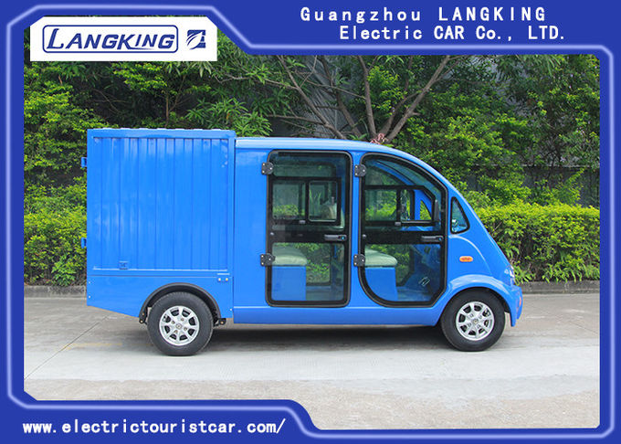 Blauer Farb-elektrischer Streifenwagen 4kW Motorantriebs-Battery-powered Carry Van With Enclosed Fracht-Kasten DCs 0